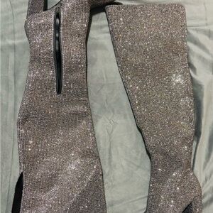 Gianni Bini Sparkling Silver Over the Knee Boots